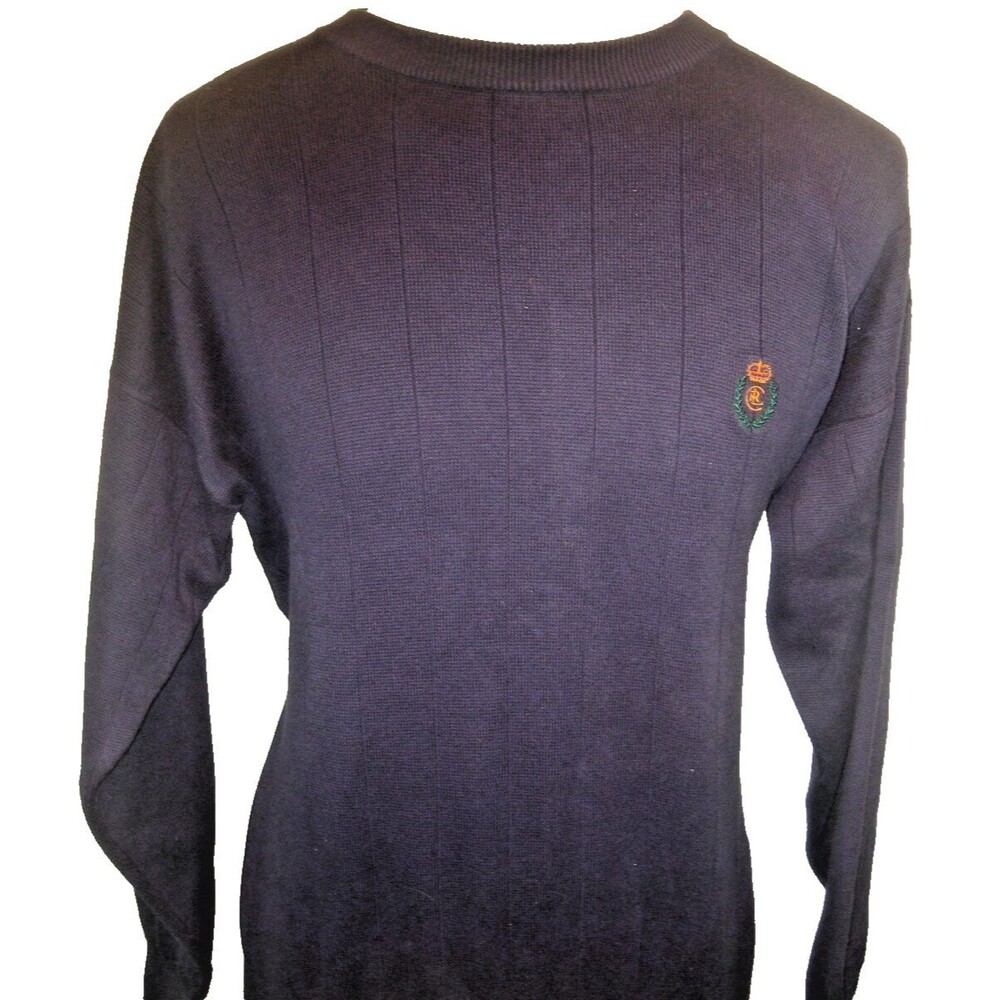 Mens Chaps Ralph Lauren Brown Rib Knit Cotton Crew Neck Pullover Sweater sz Lg